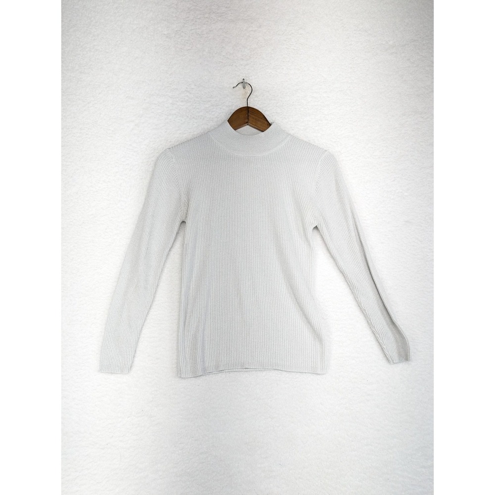 VTG 90s‎ Y2k Worthington Ribbed Ivory Mock Neck Sweater Women's M